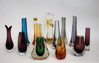 Lot 41 - Whitefriars - A Group of Bud Glass Vases, in various patterns and sizes (13)