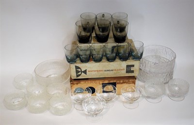 Lot 45 - Whitefriars - Geoffrey Baxter: Icicle Glass Fruit Set, in flint, comprising bowl and six small...