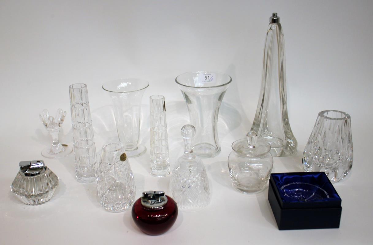 Lot 51 - Whitefriars - Hand-Cut Full Lead Crystal Glass, comprising C570 vase, 14cm C622 vase, 12cm C597...