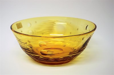 Lot 56 - Whitefriars - William Wilson: A Cut Glass Bowl, in gold amber, decorated with comets, designed...