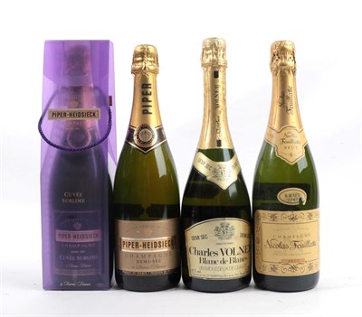 Lot 2003 - Nicolas Feuillatte Brut Champagne (one bottle), Piper Heidsieck Demi-sec Cuvée Sublime...