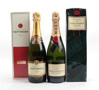 Lot 2004 - Taittinger Brut Réserve Champagne (one bottle), Möet & Chandon  Brut Imperial Champagne (two...