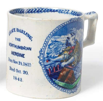 Lot 66 - A Pottery Grace Darling Commemorative Mug, circa 1842, of cylindrical form, printed in...