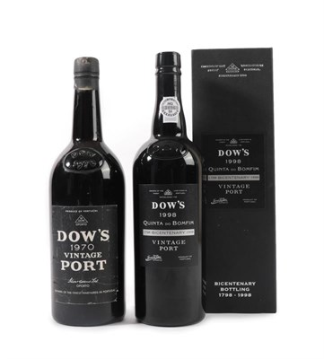 Lot 2110 - Dow's 1970 Vintage Port (one bottle), Dow's 1998 Quinta Do Bomfim Vintage Port (one bottle) (2)