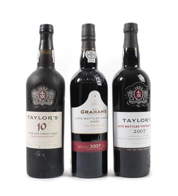 Lot 2112 - Taylor's 10 Year Old Tawny Port, (one bottle), Taylor's 2007 Late Bottled Vintage Port, (one...