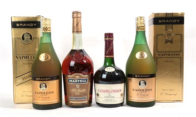 Lot 2127 - Napoléon V.S.O.P.  12 Year Old Brandy, 1 litre (two bottles), Martell V.S. Fine Cognac, 1...