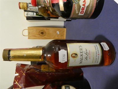 Lot 2138 - Hennessy Pure White Cognac, 40% vol 70cl (one bottle), Walker's 8 year Old De Luxe Bourbon,...
