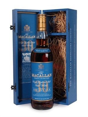 Lot 2143 - The Macallan 30 Years Old Single Highland Malt Scotch Whisky, 43% vol 700ml, in blue painted wooded