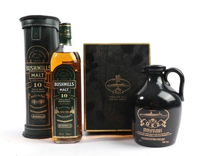 Lot 2172 - Bushmills 10 Year Old Single Malt Irish Whiskey, 40% vol 70cl, in stitched green leather case...