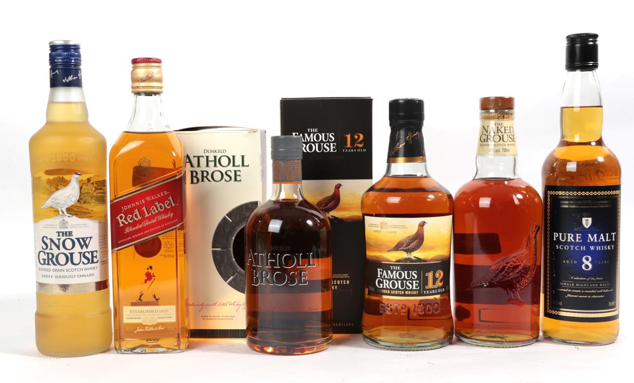 Lot 2185 - Johnnie Walker Red Label Blended Scotch Whisky, 40% vol 70cl (one bottle), Pure Malt 8 Year Old...