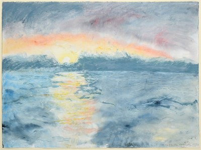 Lot 1038 - Len Tabner (b.1946) ''Sun Going Down'' Signed, inscribed and dated 14th October 1990,...