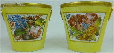 Lot 85 - A Pair of English Porcelain Cache Pots, probably Coalport, circa 1810, of bucket shape with...