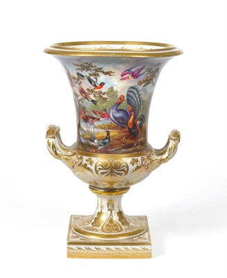 Lot 87 - A Derby Campana Shaped Vase, circa 1810, richly painted in the manner of Richard Dodson, with a...