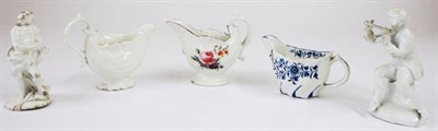 Lot 92 - A Lowestoft Porcelain Chelsea Ewer, circa 1780, of traditional form painted in underglaze blue with