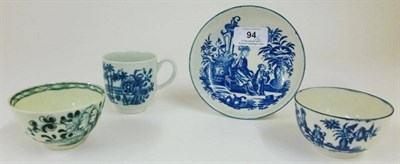 Lot 94 - A First Period Worcester Porcelain Tea Bowl and Saucer, circa 1780, printed in underglaze blue with