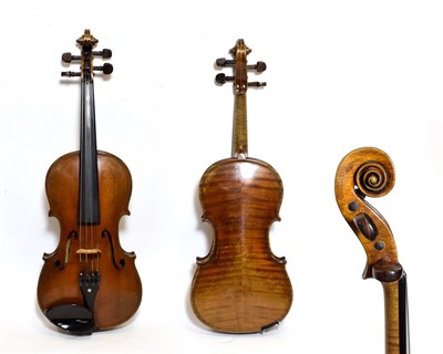 Lot 3003 - Violin 14 1/8'' ebony fingerboard and tailpiece, labelled 'Copy of Giovan Paolo Maggini Made In...