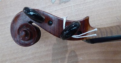 Lot 3004 - Violin 14 1/8'' one piece back, ebony fingerboard, decoratively shaped ebony tailpiece,...