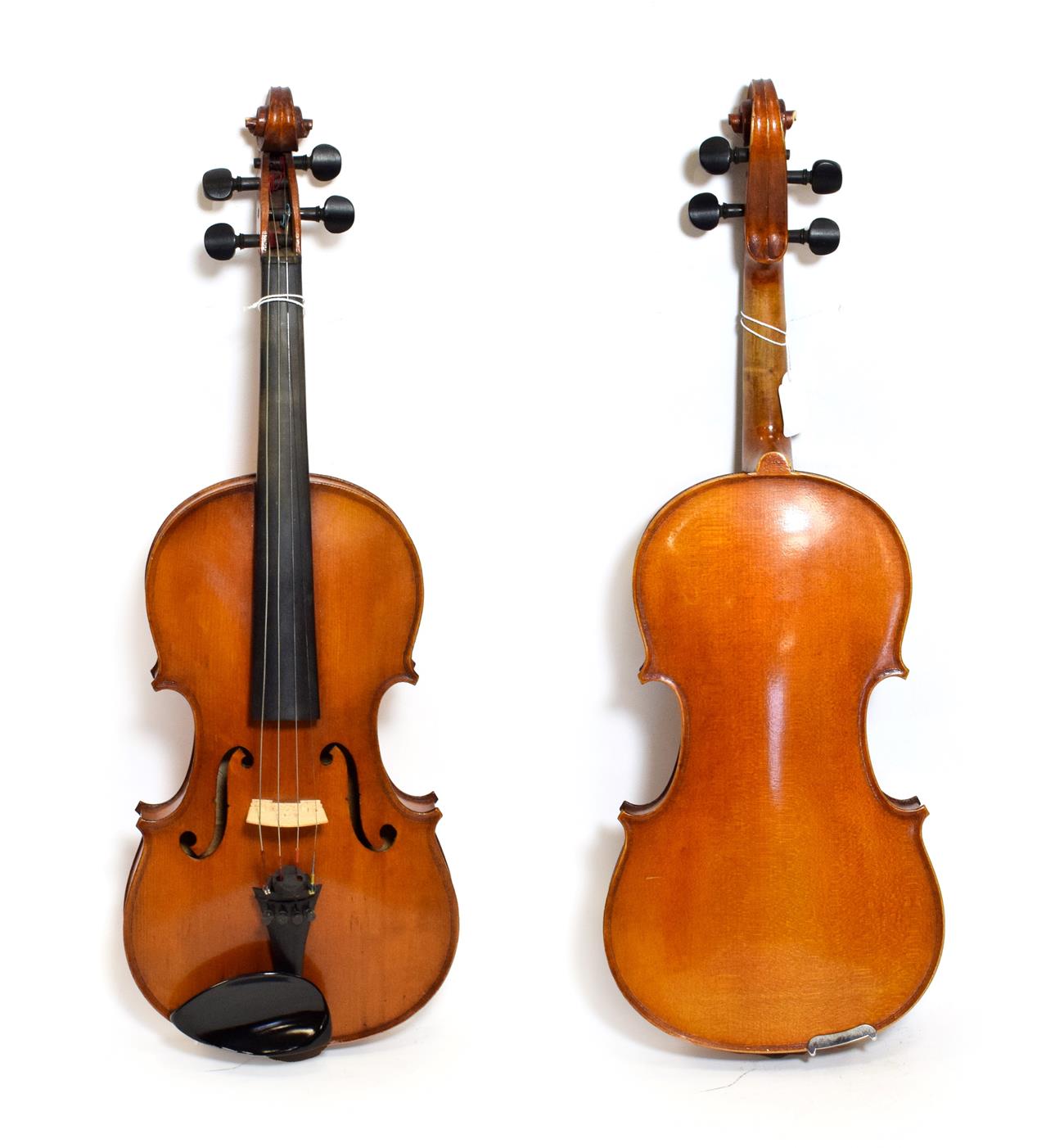 Lot 3005 - Violin 14 1/8'' one piece back, labelled 'Phebes', cased with bow