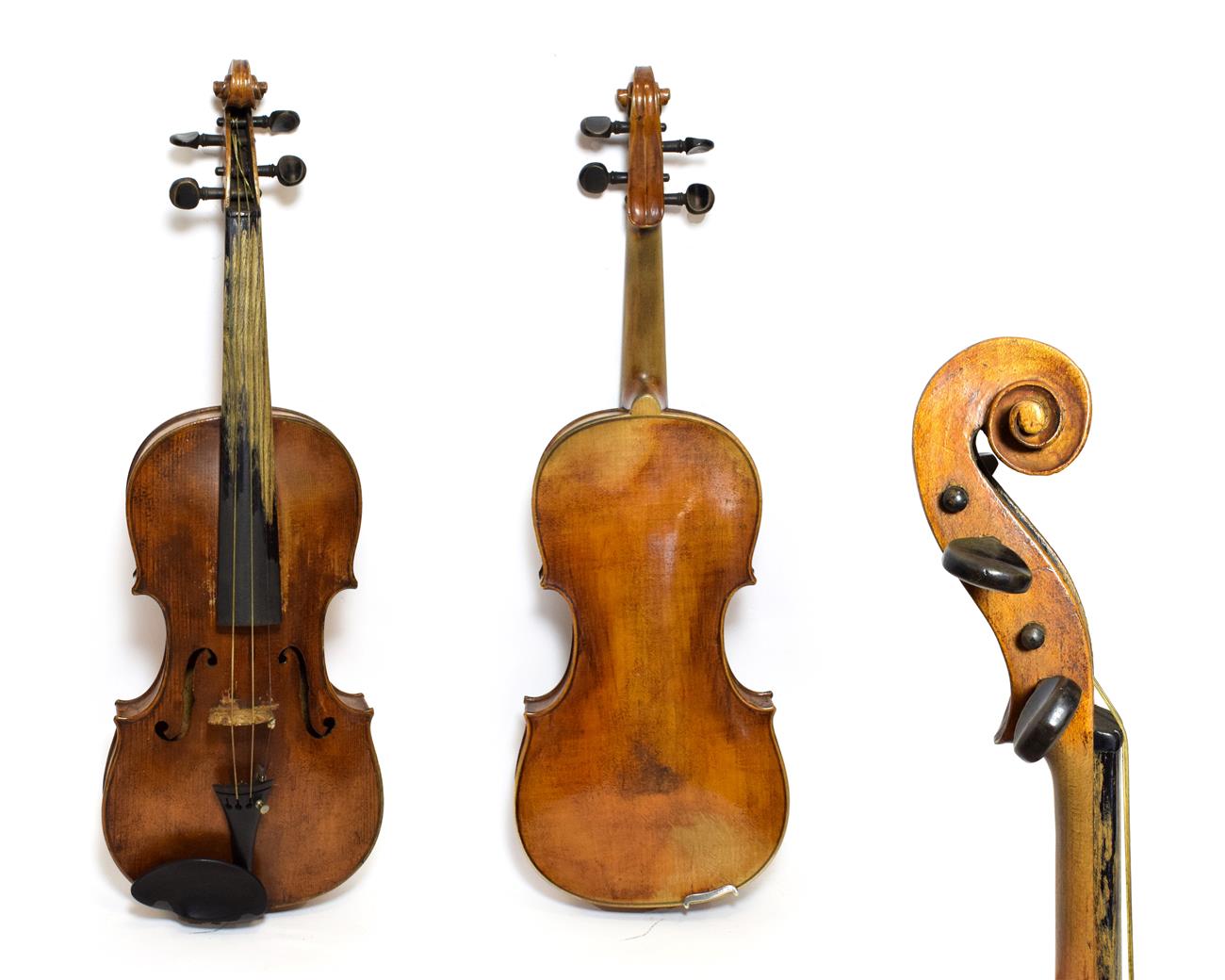 Lot 3006 - Violin 14 1/8'' one piece back, no label cased with bow