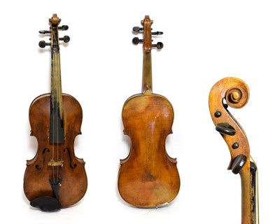 Lot 3006 - Violin 14 1/8'' one piece back, no label cased with bow