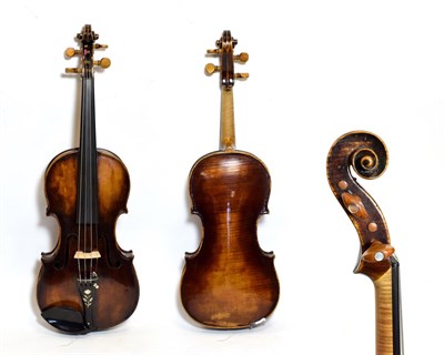 Lot 3010 - Violin 14'' one piece back, labelled 'Antonius Stradvarius Cremonienisis Anno 1772', decorative...