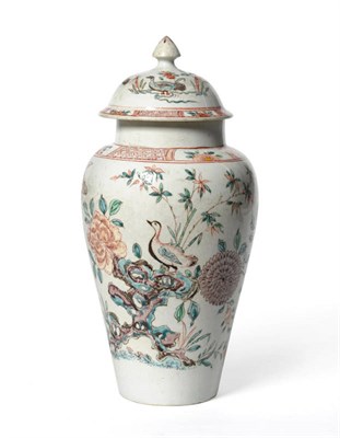 Lot 108 - A Rare Bow Vase and Cover, circa 1750, of shouldered ovoid form, with domed cover, decorated in...