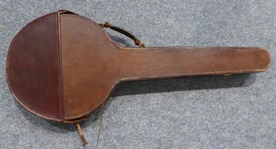 Lot 3039 - Banjo By R J Ward, Liverpool 11 1/2'' head, five strings, engraved metal faceplate to headstock...