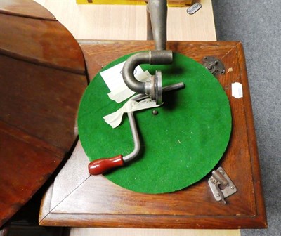 Lot 3053 - Two Horn Gramophone Bases: a Victor V base, later and incorrectly re-badged as HMV, with late...