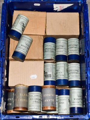 Lot 3069 - Edison ICS Language System Outfit Phonograph Cylinders: French lessons - selection of blue Amberols