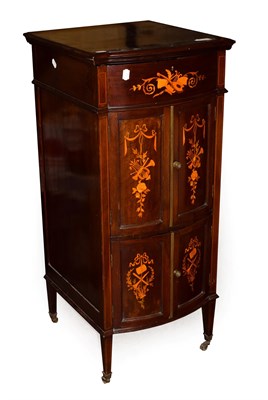 Lot 3070 - A Large And Fine Inlaid Gramophone Cabinet, polished mahogany finish to the tall and slender design