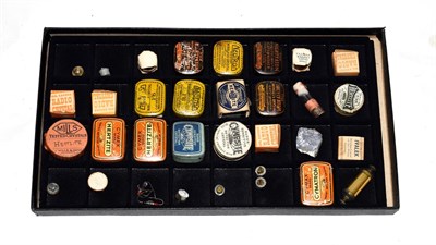 Lot 3094 - Early 1920s Crystal Wireless Set Crystal Tins, Bosses, Mounts And Detector Crystals, including...