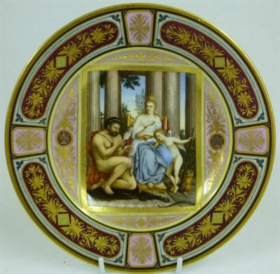 Lot 115 - A Vienna Porcelain Cabinet Plate, late 19th/20th century, decorated with HERKULES U.OMPHALE on...