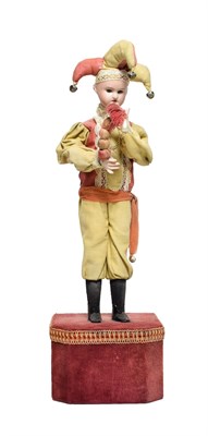 Lot 3108 - A Standing Jester Musical Automaton, the standing entertainer with traditional three-point...