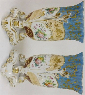 Lot 117 - A Pair of "Sevres" Style Porcelain Vases, circa 1870, of fluted cylindrical shape, with...
