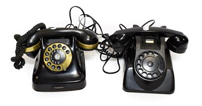 Lot 3133 - Bakelite Telephones (i) PTT all black marker '4 60' (ii) Kobenhavns F51 F3 213.206 with brass...