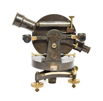 Lot 3136 - Elliott Bros (London) Theodolite lacquered in gun metal grey with twin spirit levels and...