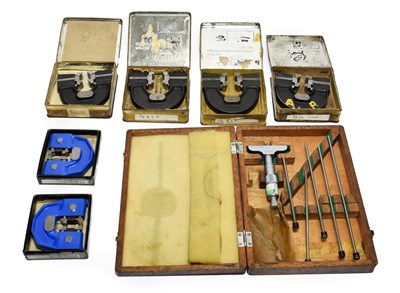 Lot 3140 - Mitutoyo Micrometer Depth Gauge Set 0.01mm with five extensions; together with six various...