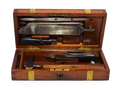 Lot 3155 - Field Surgical Set with various instruments including saw, scalpels, hammer, scissors and...
