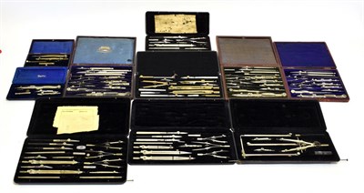 Lot 3163 - Drawing Instrument Sets ten assorted cased sets including Riefler, one with ivory parallel 'Davis &