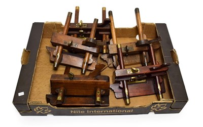 Lot 3172 - Combination Planes five examples with brass fittings