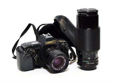 Lot 3197 - Canon T70 Camera with FD lenses: f4 70-210mm and f3.5-4.5 35-70mm