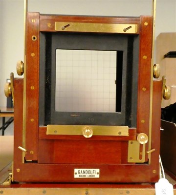 Lot 3198 - Gandolfi Large Format Plate Camera 8x10'' with mahogany body and brass fitting, black bellows...