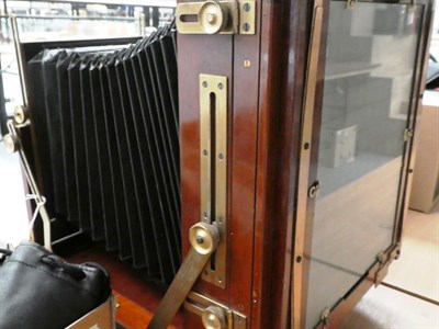 Lot 3198 - Gandolfi Large Format Plate Camera 8x10'' with mahogany body and brass fitting, black bellows...