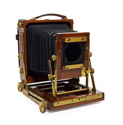 Lot 3199 - Gandolfi Plate Camera 5x4'' with mahogany body and brass fitting, black bellows have some...