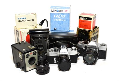 Lot 3220 - Various Cameras Praktica Nova; Canon EX Auto with EX f1.8 50mm lens; Praktica Super TL2;...