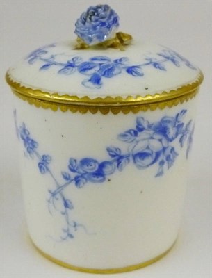 Lot 134 - A Sèvres Porcelain Toilet Pot and Cover, 1758, of cylindrical form, the domed cover with...