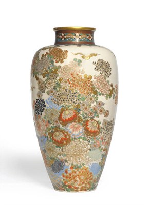 Lot 140 - A Satsuma Earthenware Baluster Jar, Meiji period (1868-1912), the short cylindrical neck with...