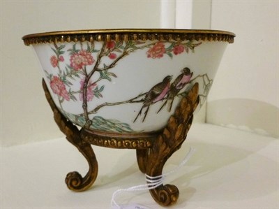 Lot 143 - A Chinese Famille Rose Porcelain Bowl, with French Ormolu Mounts, circa 1900, the semi-ovoid...