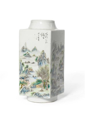 Lot 152 - A Chinese Porcelain Cong Vase, early 20th century, painted with figures in extensive...