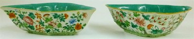 Lot 155 - A Pair of Chinese Famille Rose Porcelain Bracket Shape Bowls, 19th century, each with turquoise...